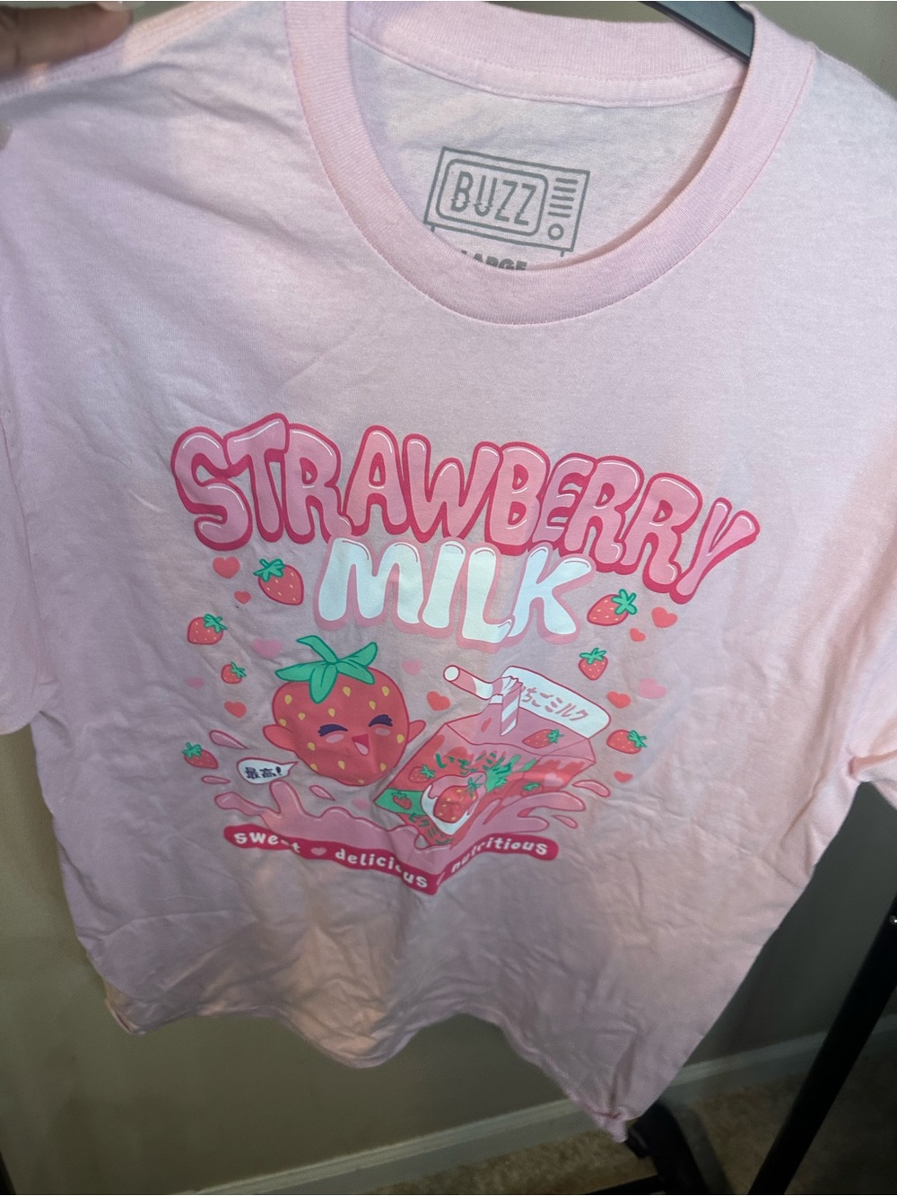 Buzz Strawberry Milk Graphic Tee - Pink